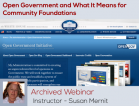 [Archived Webinar, November 2013] Open Gov and What It Means for Community Foundations