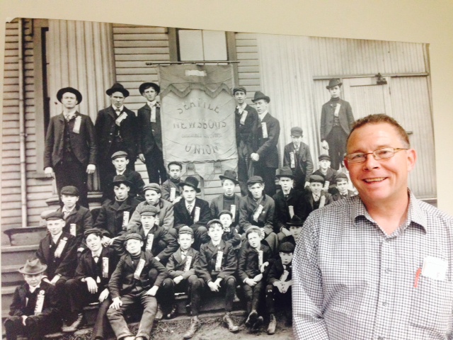 Robert McClure of InvestigateWest, by his photo of the Seattle Newsboy Union